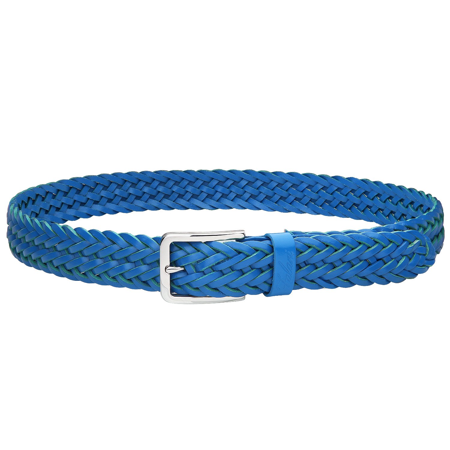Falari Cinturón trenzado para hombre, 100 % piel auténtica, hebilla de acero inoxidable, 35 mm