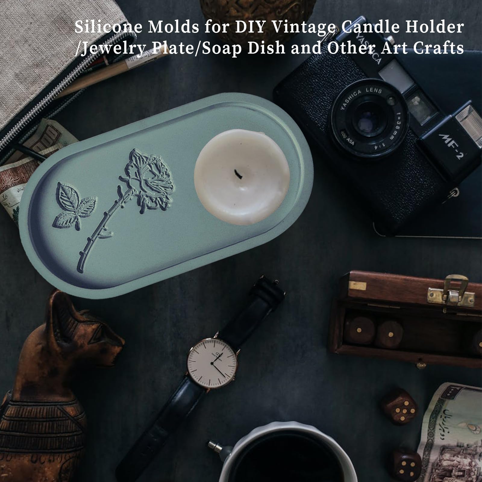 Wehous Oval Tray Molds for Resin Concrete, 2 Size Rose Carved Oval Silicone Mold, Tray Epoxy Resin Casting Mold for Jewelry Holder Bathroom Vanity Tray Candle Holder Storage Floral Crafts Gift - Image 5