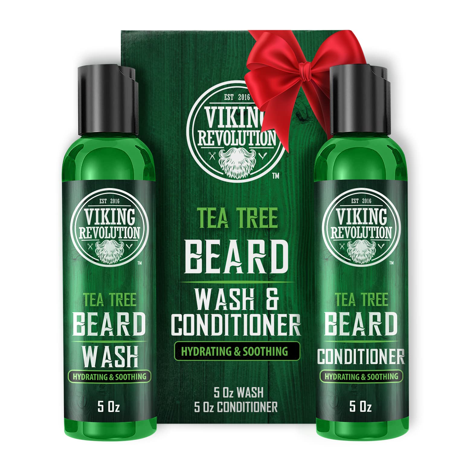 Tea Tree Beard Wash and Conditioner Set for Men - Natural Beard Softener with Argan Oil, Vitamin E and Ginseng (5 Oz)