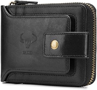 BAIGIO Leather Card Mens Wallets with Coin Pocket, RFID Wallets for Men UK with Zipper, Vintage Bifold Purse, Gifts for Men