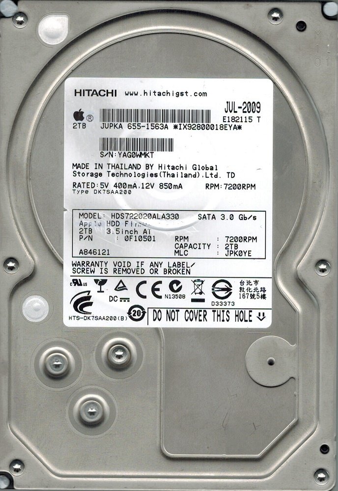 Amazon | Hitachi hds722020ala330 P/N : 0 F10501 MLC : jpk0ye Mac