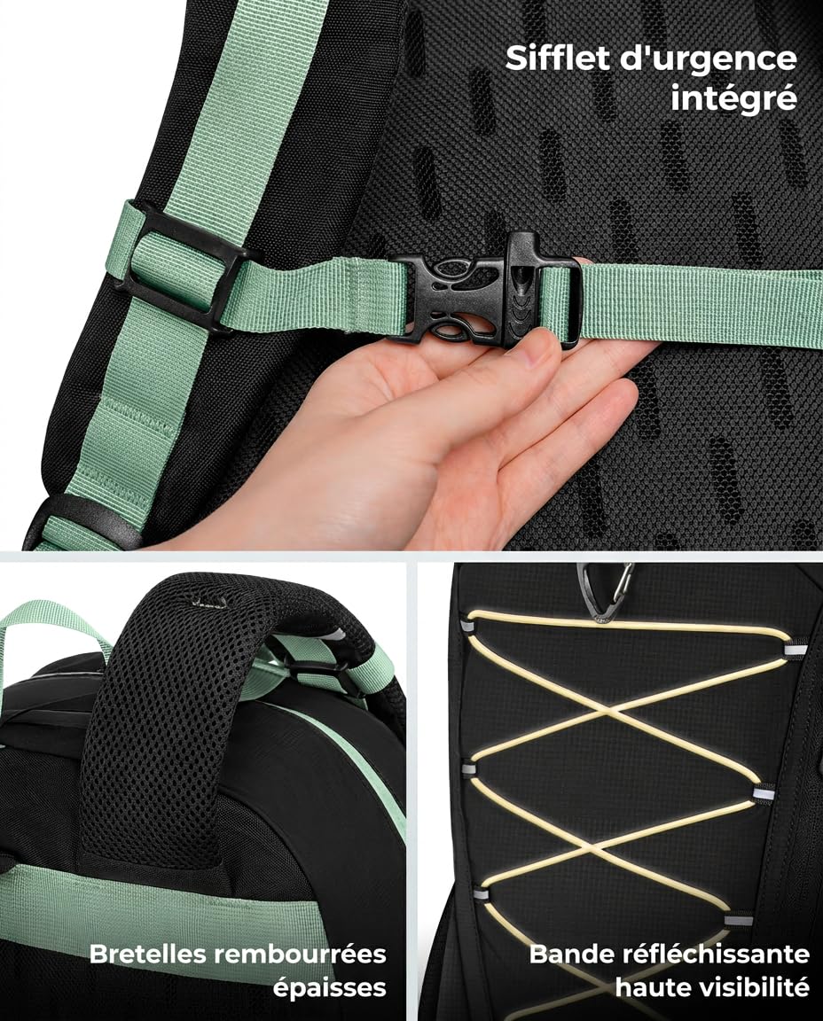 MATEIN Sac Randonnée Imperméable avec Housse de Pluie, Sac à Dos 40L, Noir