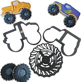 MONSTER TRUCK COOKIE CUTTERS Monster Truck Overland And Off Road Four Wheel Drive (4WD) With Big Oversized Large Wheel Tir...