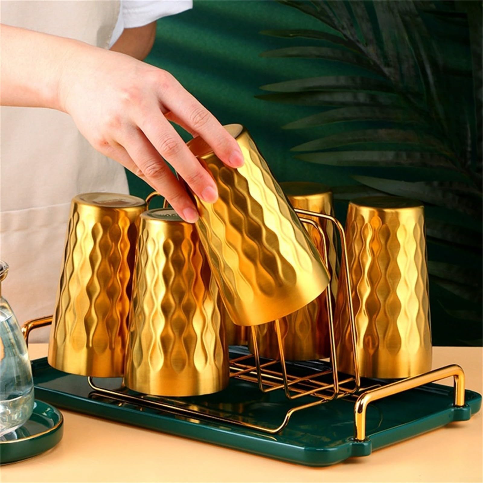 6 Stück Edelstahl Trinkbecher 330Ml Doppelwandig Stapelbar Wärmeisolierend Robust Leicht Zu Reinigen Für Reise Und für freizeit Gold(Gold)