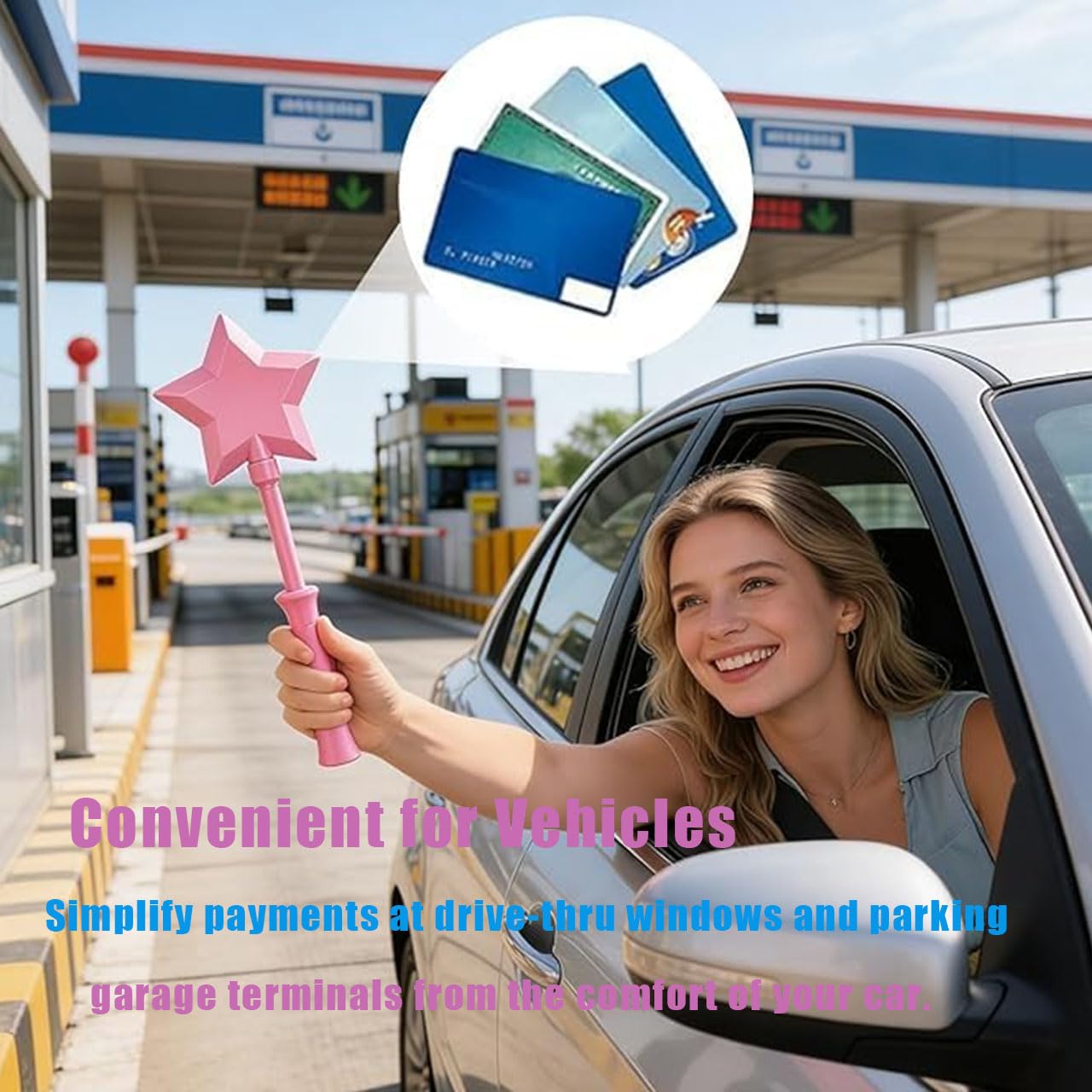 Photo 1 of 2026 New Fairy Wand Credit Card Holder,3D Printed Tap to Pay Wand, Star Magic Wand Contactless Payment Card Holder.,Suitable Scenarios for Card Payment (A)