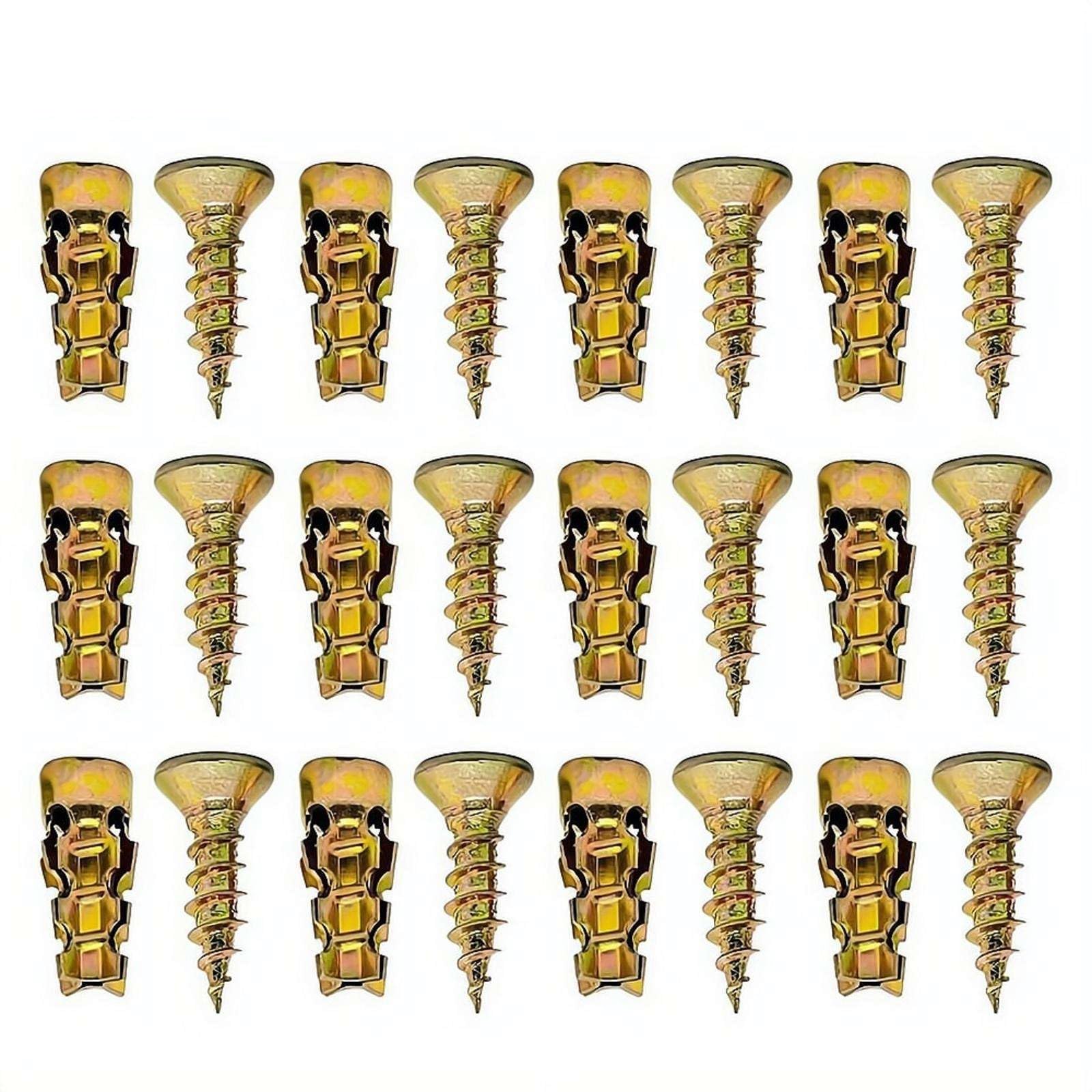 30/50/100pcs Short Expansion Screw Set, 6x14mm Self Drilling Drywall Anchors Kit for Cabinet Hinge Repair & Stripped Thread Restoration, Secure Cabinet Door Fastening