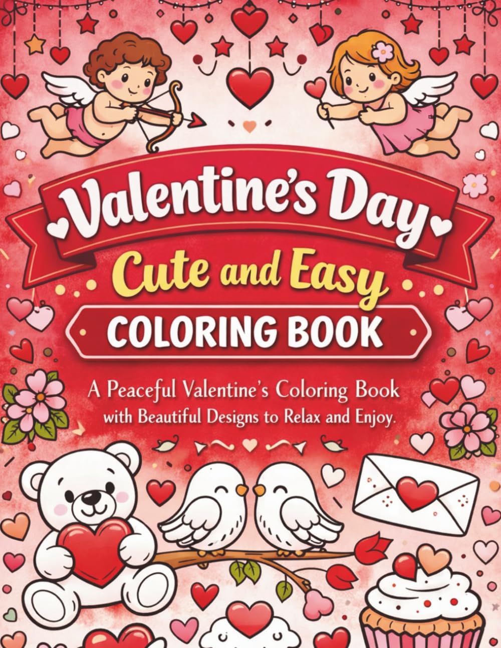 Valentine’s Day Cute and Easy Coloring Book: A Valentine’s Coloring Book for Love, Calm, and Mindful Coloring | 50+ Lovable Coloring Pages