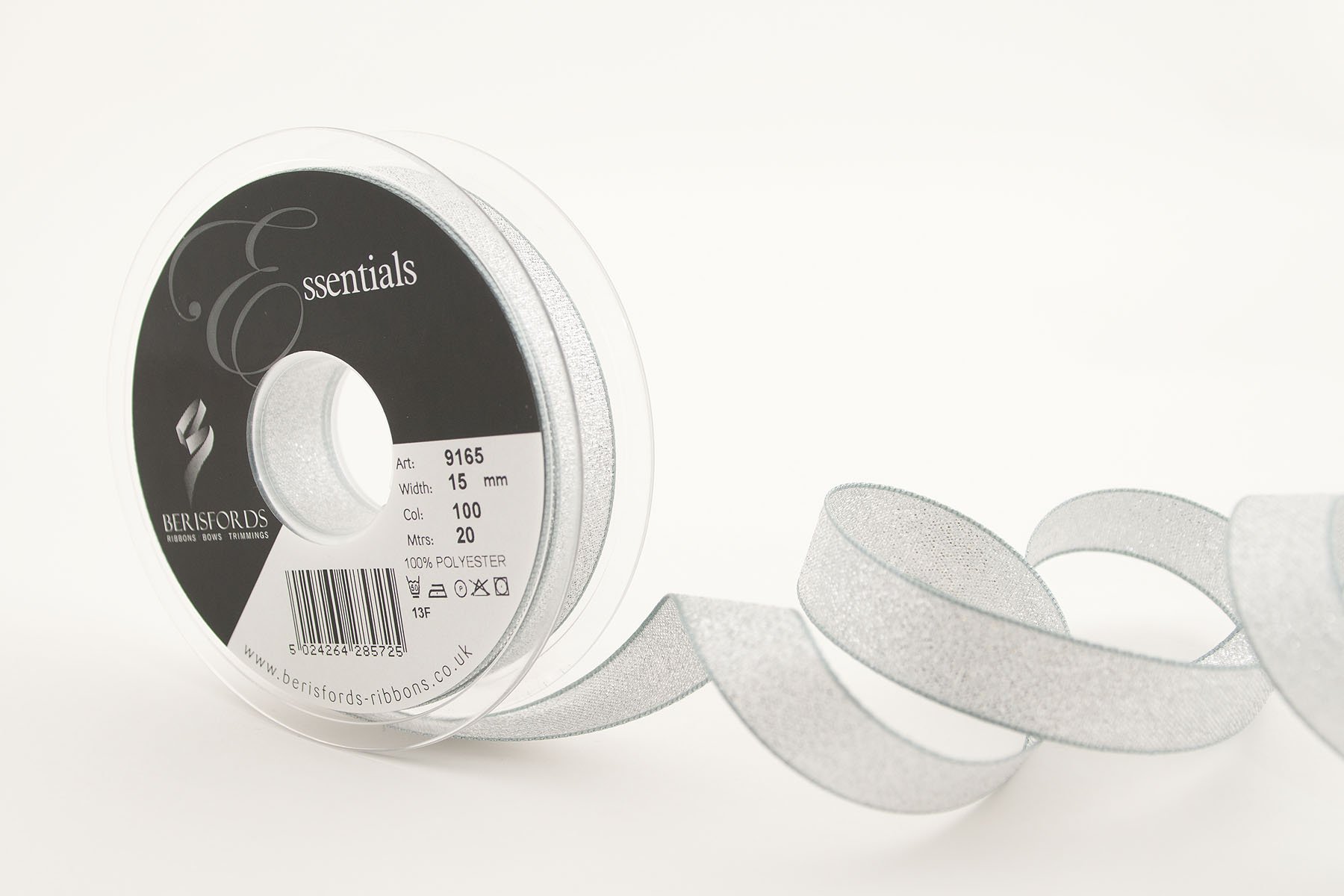 Berisfords Ribbon, Silver, 15mm