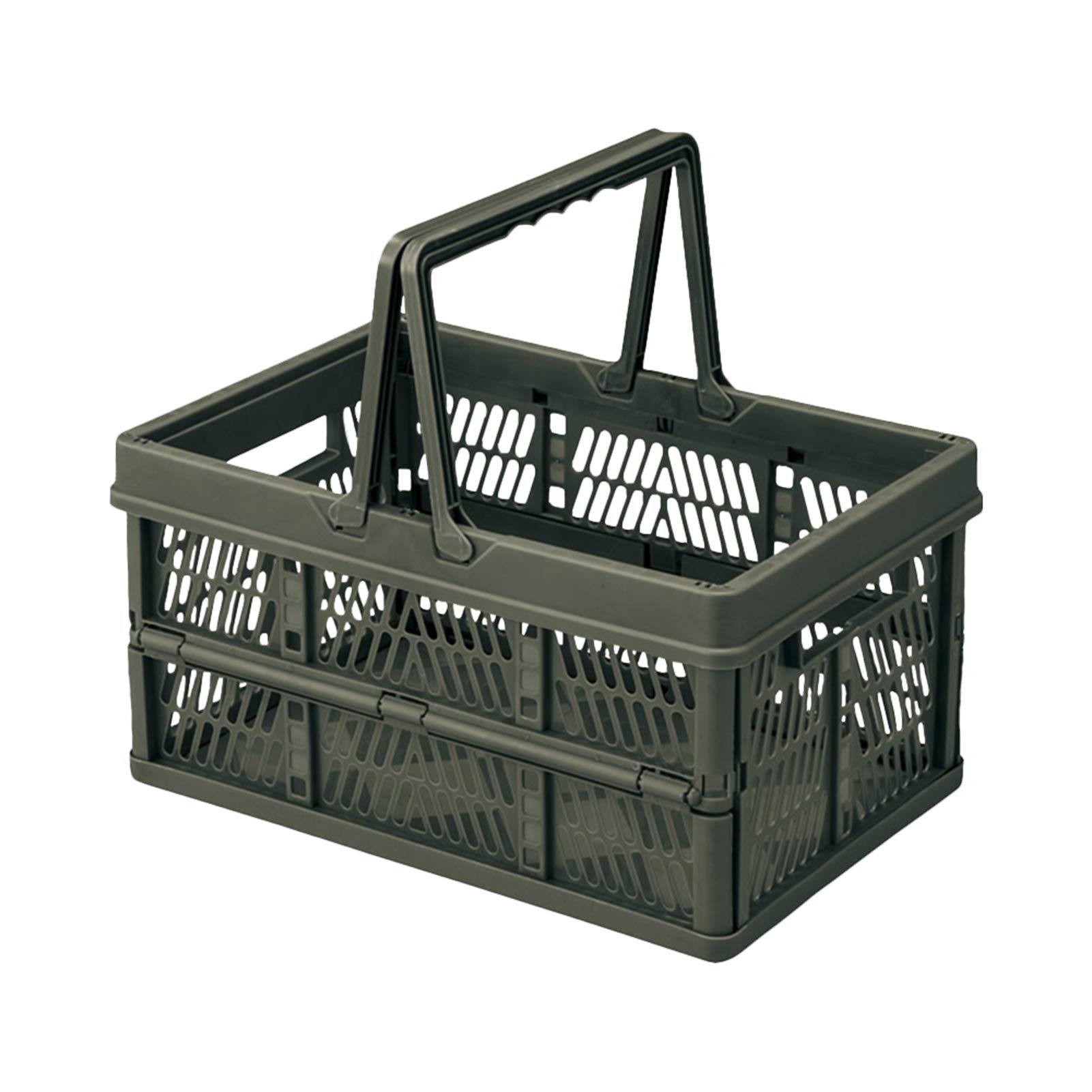 Collapsible Storage Crates with Handles Stackable Storage Container Camg Grocery Shopg Basket(Army greenL) -Layfoo