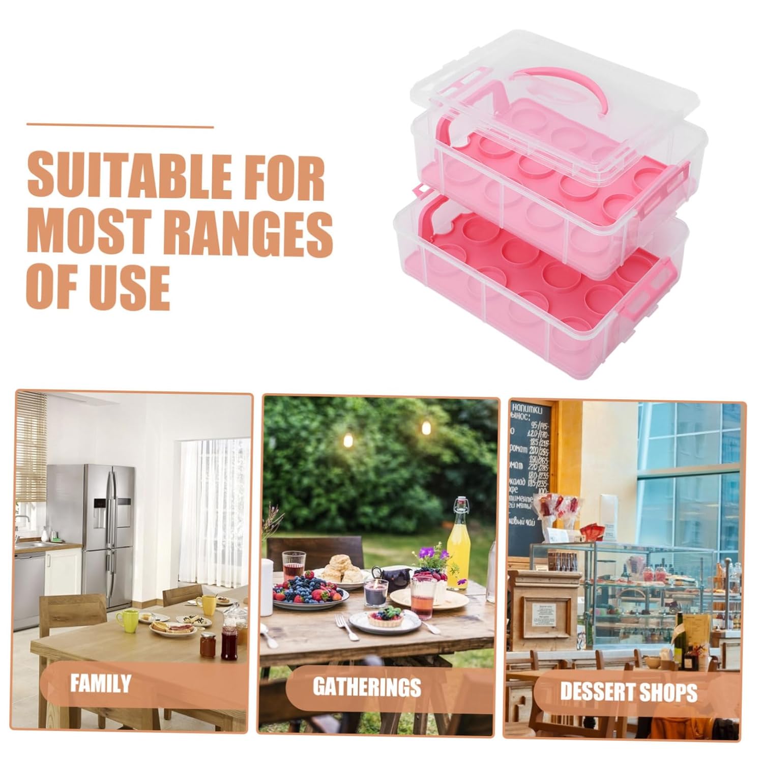 Gatuida Cake Carrier Box Transparent Two Dessert Packaging Lid Cupcake Display Box for Treats for Transporting Cakes and Pastries