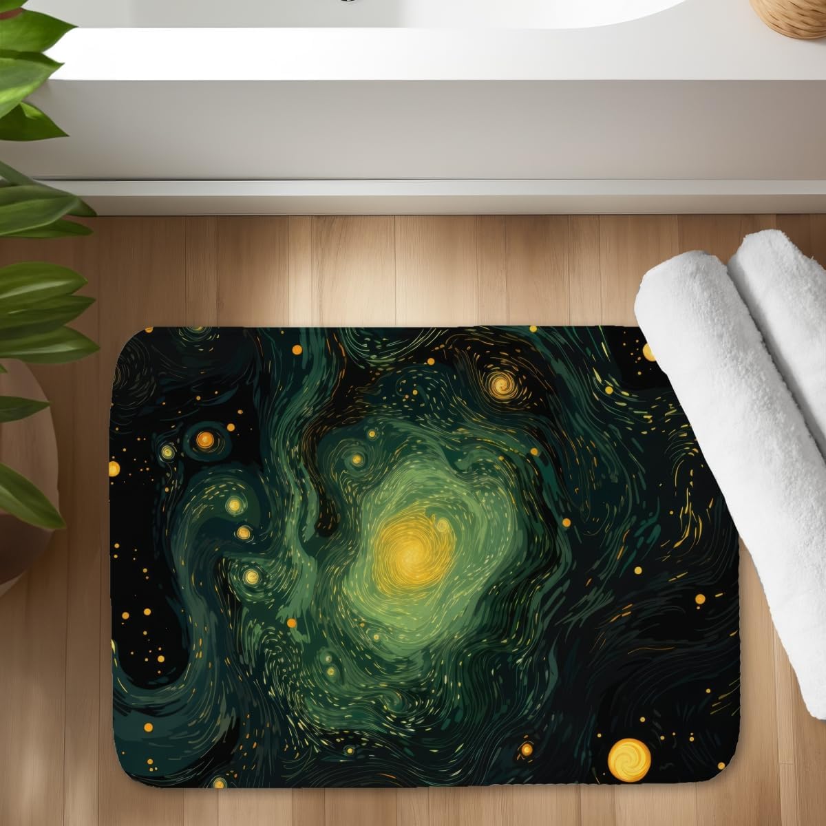MWW C1BM17246YNZ2G 17 x 24 in. Illuminated in Space Black Bath Mat - Stylish Home Decor