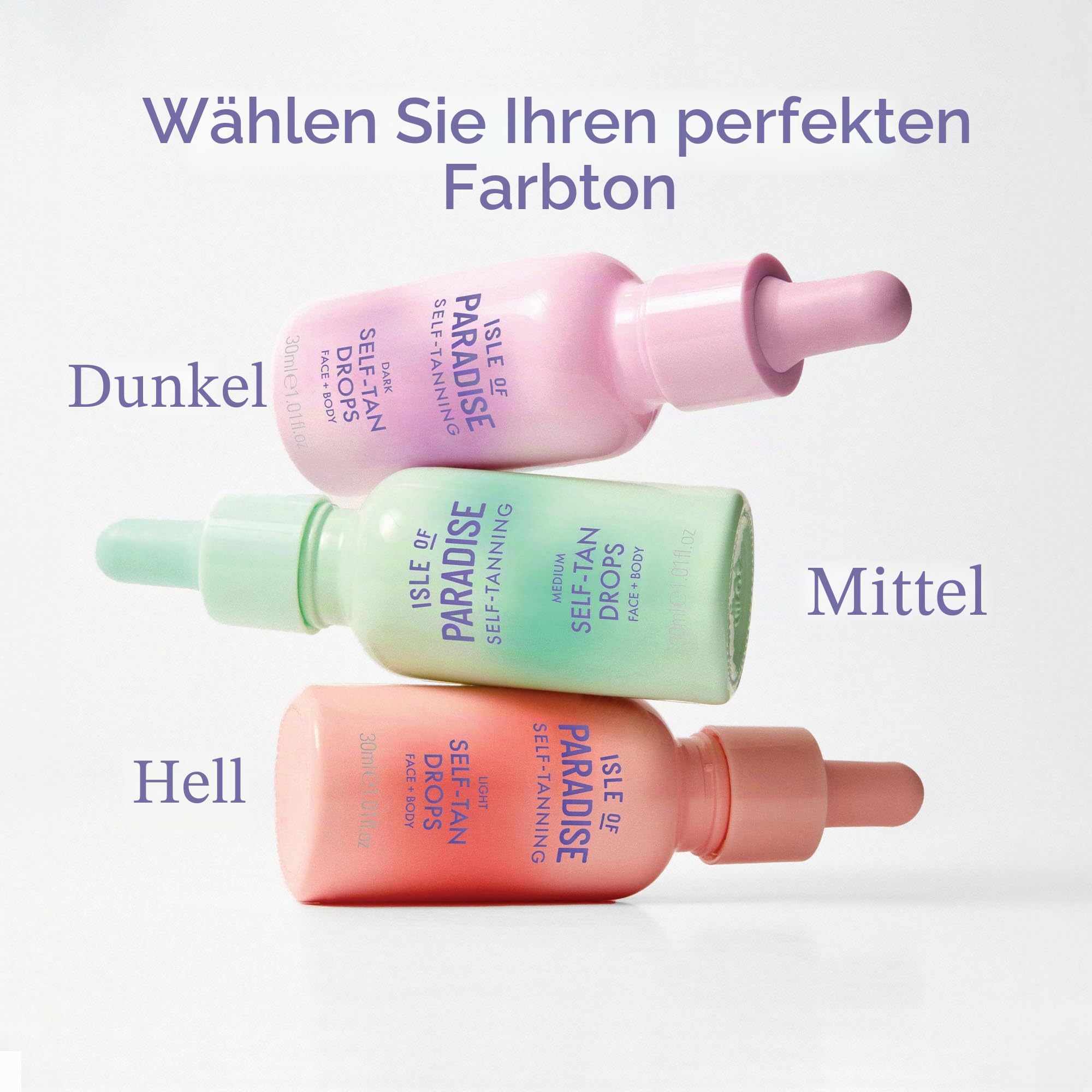 Isle of Paradise Selbstbräuner-Tropfen für Gesicht & Körper - Medium - Heller und gleichmäßiger Hautton - Selbstbräunungstropfen für gebräunte und strahlende Haut - Vegan und ohne Tierversuche - 30 ml