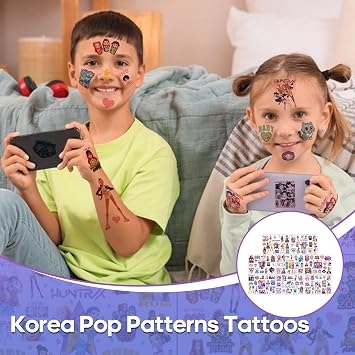 8sheets KP0p Temporary Tattoos for Adult Waterproof Cartoon K-P0p Party Tattoo Stickers Movie Anime K-P0p Tattoos Accessories for Fans