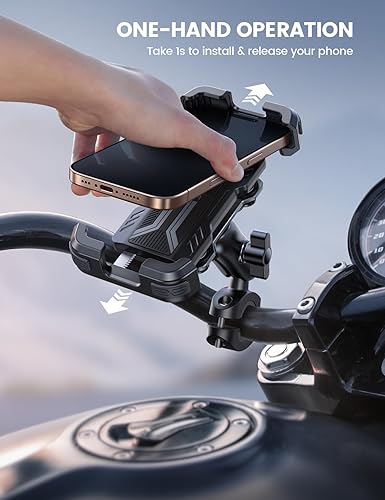 Miniatura 6 de Lamicall Soporte de teléfono para motocicleta - Amortiguador de vibración dual brazo de ajuste de metal Soporte de teléfono celular para