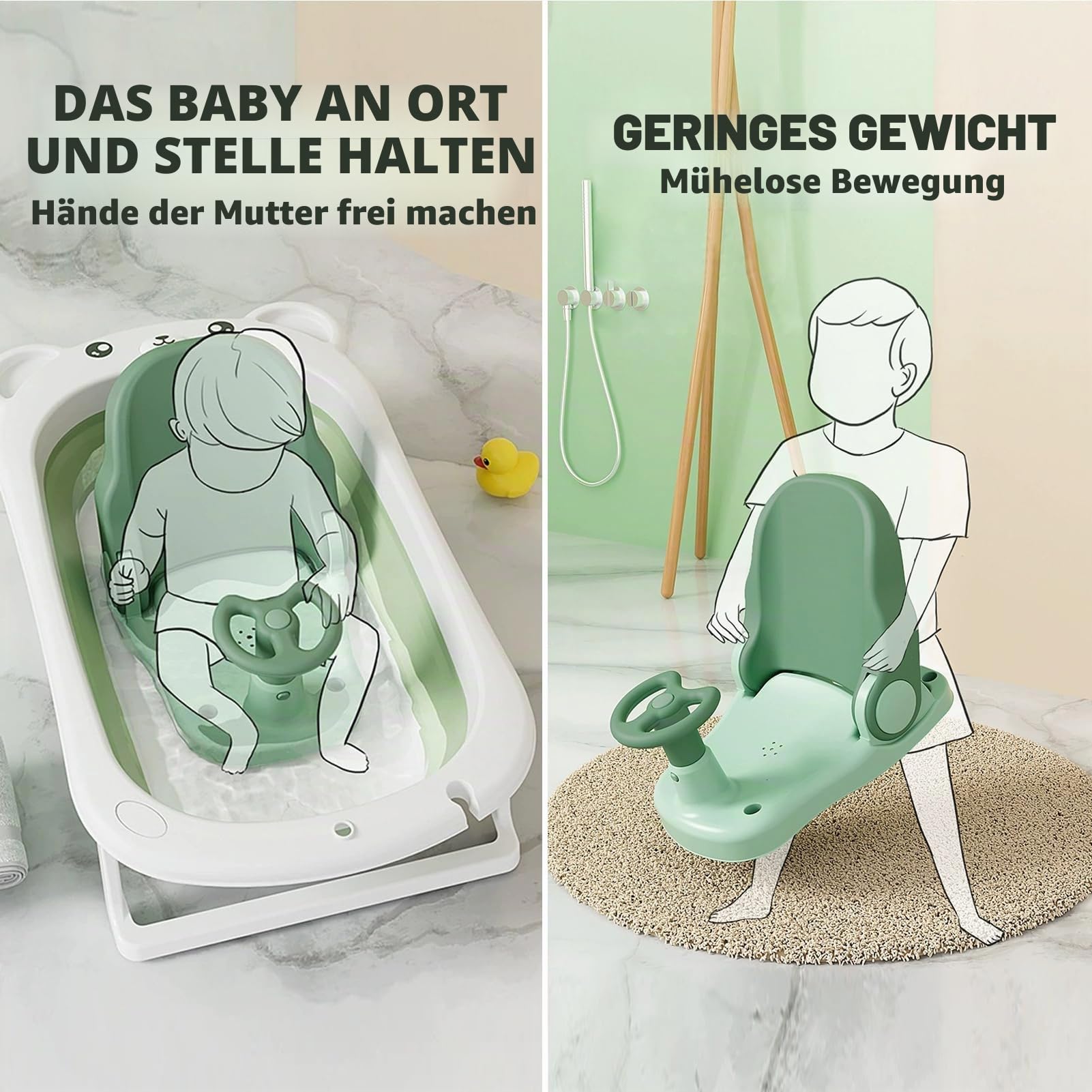 Badewannensitz Baby, Baby Badewanne,Rutschfest Badewannensitz mit Starke Saugnäpfe,Baby Bath Seat,4 Saugnäpfe, Ergonomisch, Rutschfeste Saugnäpfe,für 6 Monate und älter