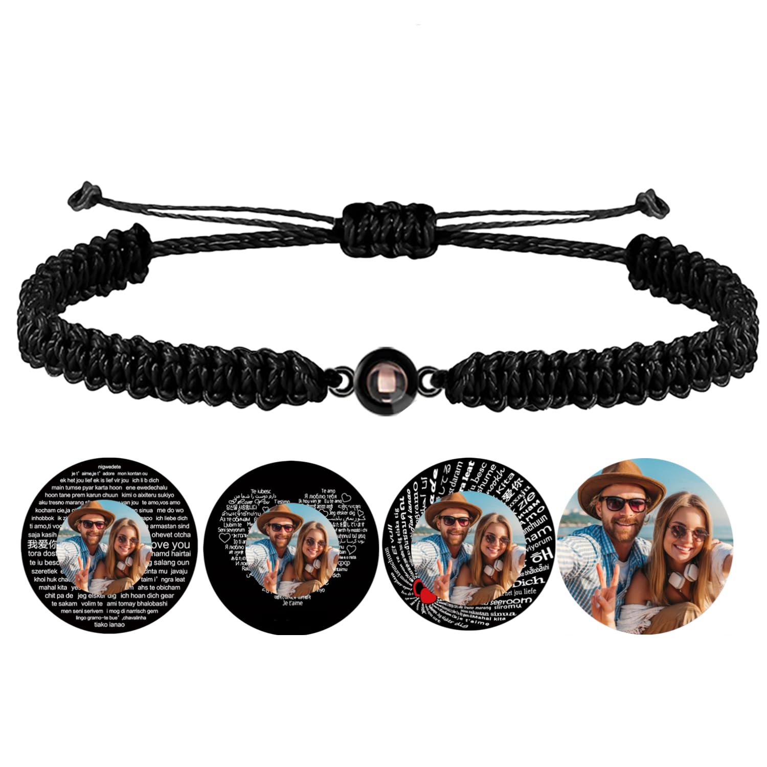 Certykllp Pulseras personalizadas con foto en el interior Pulseras personalizadas con foto en el interior Joyas con retrato Aniversario San Valentín Cumpleaños Pareja Mujer Hombre Familia Amigo