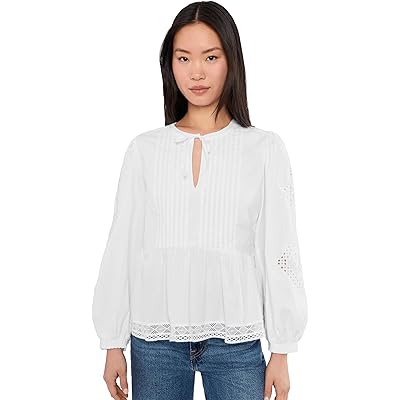 Vineyard Vines Nora Pintuck Eyelet Top white cap