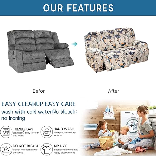 Miniatura 6 de Eco-Ancheng Fundas reclinables para sofá reclinable, fundas de sofá reclinable, fundas de sofá reclinable de 3 plazas, fundas protectoras de muebles