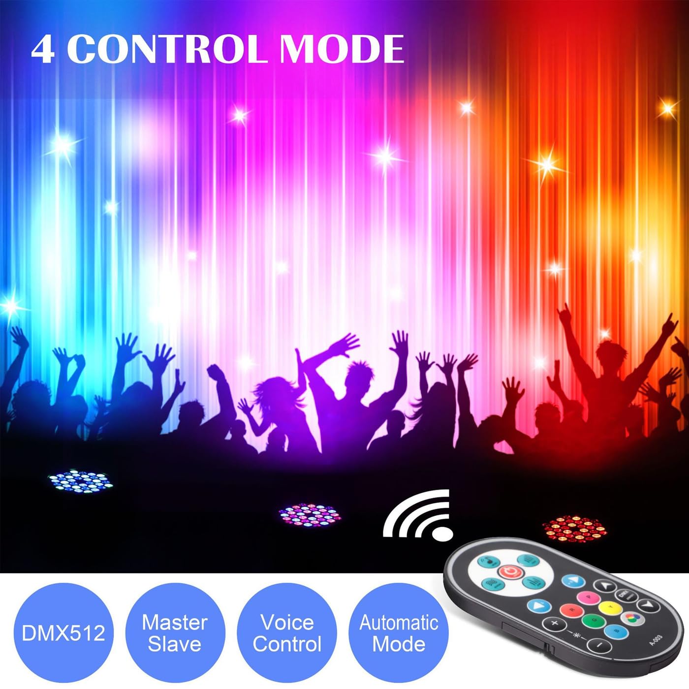 72W Bühnenbeleuchtung für den Innenbereich, RGB LED 36 Par-Lichter, DJ-Set, Deckenfluter mit Fernbedienung, DMX512-Steuerung, Soundsteuerung, für Festivals, Partys, Events, Hochzeiten, Bars 4pcs