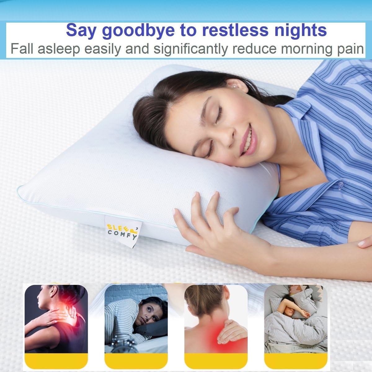 SLEEP COMFY Cuscino per aromaterapia di lusso con rivestimento in memory foam, ergonomico, ortopedico, cuscino cervicale, cuscino per dormire sulla schiena, dorme sul fianco