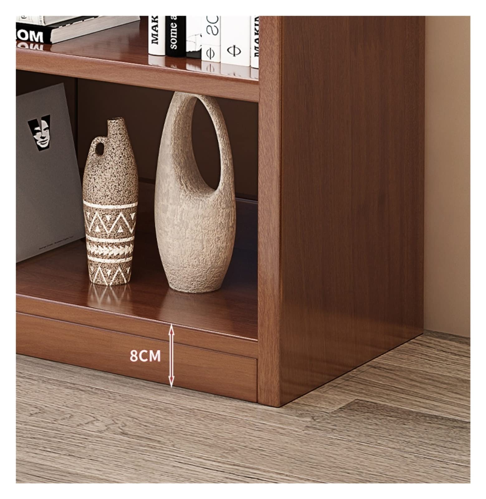 KIRANDY Solid Wood Bookshelf, Simple Shelf Against The Wall