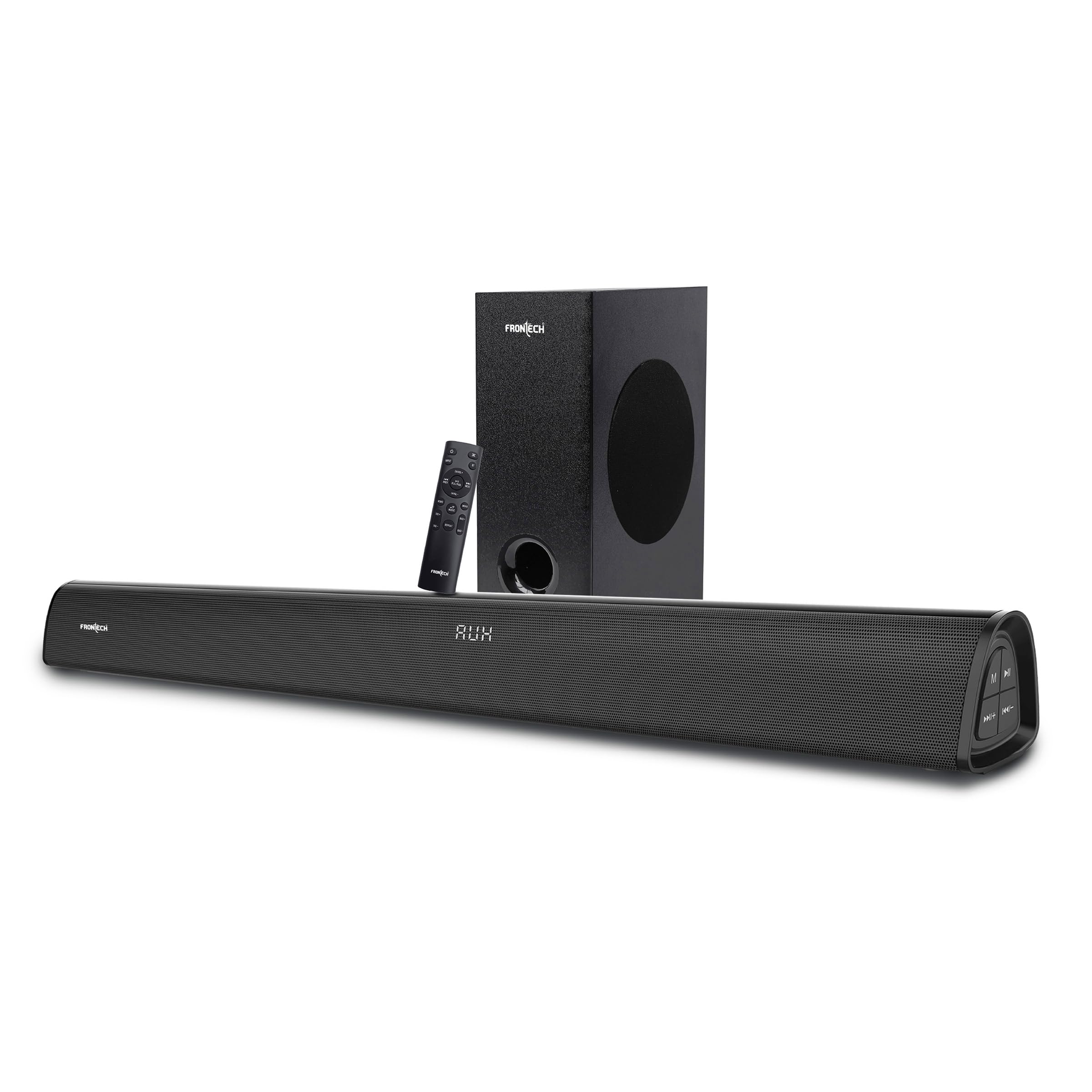 frontech echomax-268 2.1 soundbar system | 240w power | bluetooth 5.3 | hdmi arc | optical audio | deep bass with wired subwoofer and remote (sw-0268)