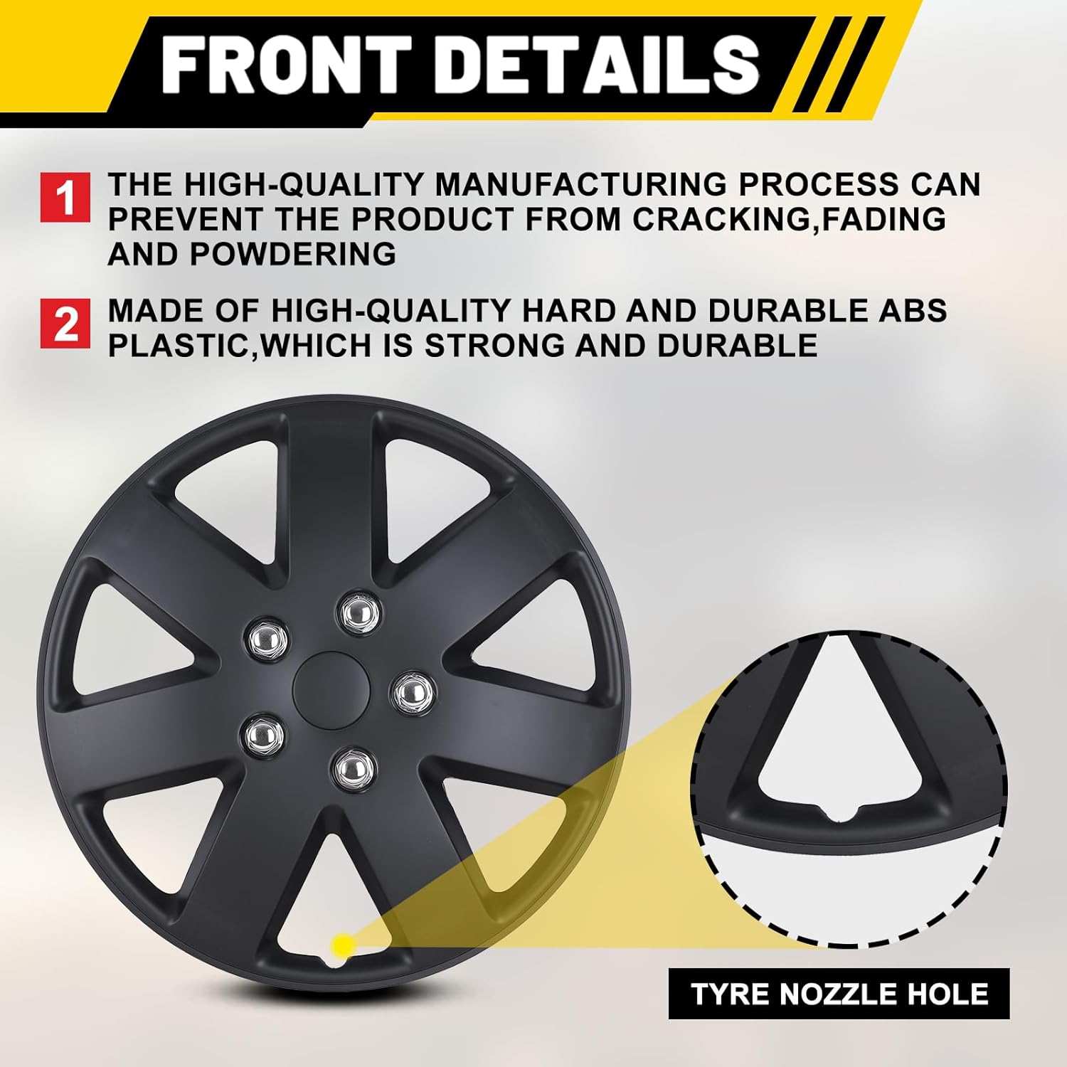 16 Inch Wheel Rim Covers Hubcaps Black Matte, Universal ABS Snap On Auto Tire Guards Replacement, Set of 4 - for Car Truck SUV 16" Tire