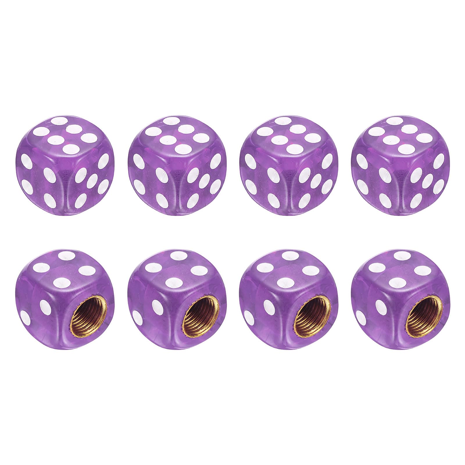 PATIKIL Dice Tire Valve Stem Caps, 8PCS Universal Plastic Dust-proof Tire Valve Stem Covers for Cars SUV Trucks Bikes Motorcycles Bicycles, Purple