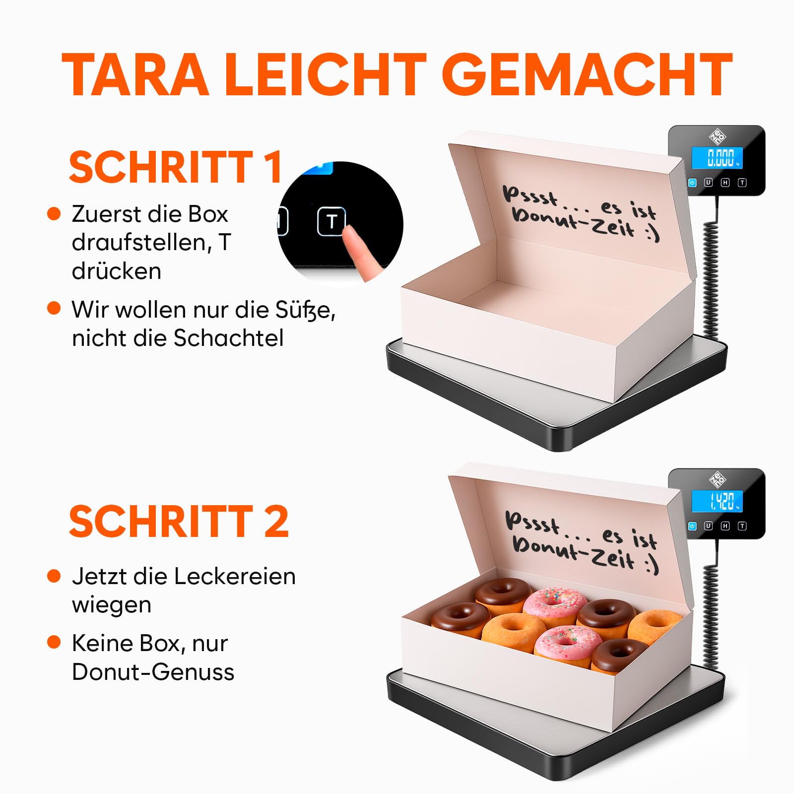 Paketwaage - 200 kg/10 g - Hochpräzise Plattformwaage mit Halte-/Tara-Funktion/LCD - Postwaage perfekt für Pakete, Gepäck, Heimgebrauch - Batterie & Kabel enthalten - Gepäckwaage - Silber