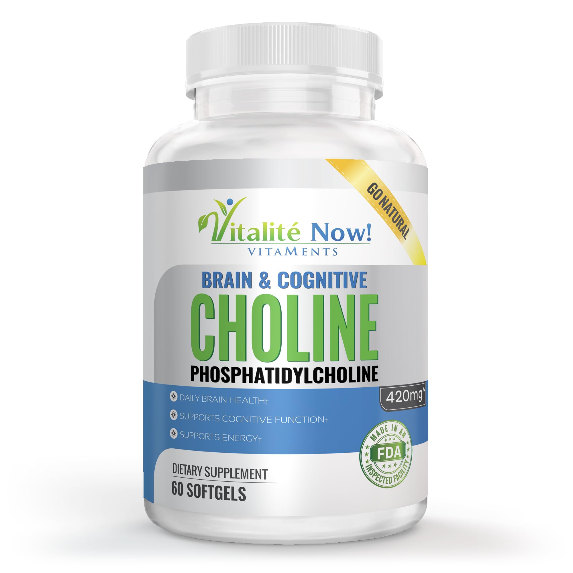 Vitalité Now! Choline Phosphatidyl, High Potency, Phosphatidylcholine 420mg