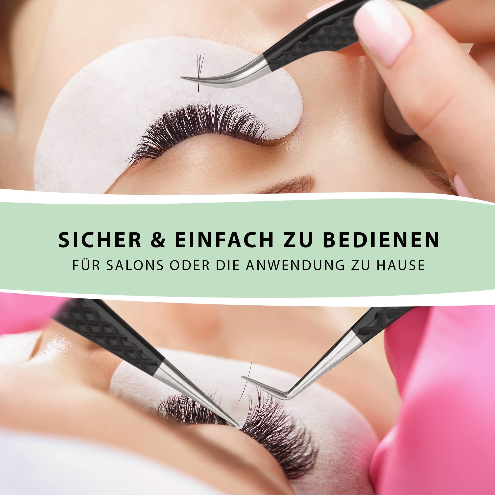 DEKOFY Profi Wimpern Pinzette Set zur Wimpernverlngerung