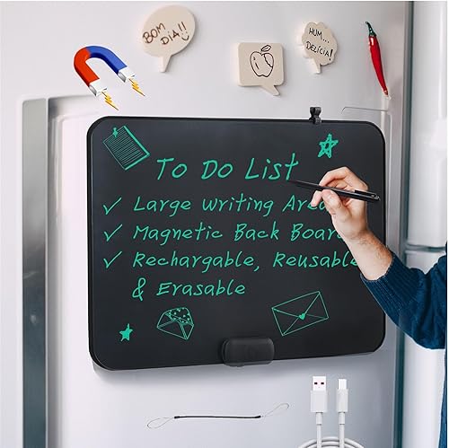 ROYALITA Tableta de escritura LCD de 20 pulgadas, tablero de notas para nevera, borrado en seco y notas adhesivas, alternativa para el hogar y la