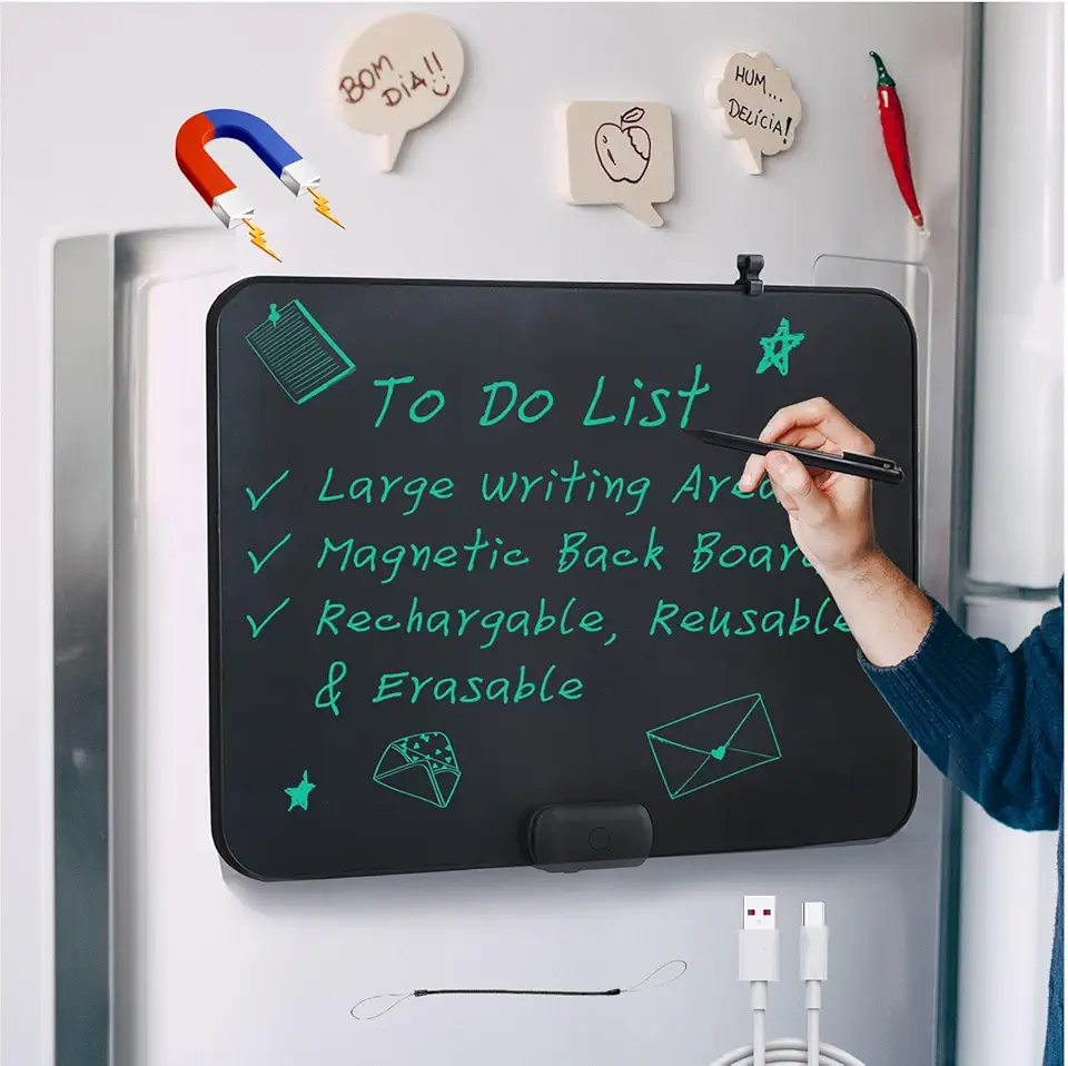 ROYALITA Tablet LCD de 50 cm para crianças e adultos, grande quadro de escrita recarregável para volta às aulas, presente de aniversário, ímãs embutidos e quadro de menu de anotações para geladeira