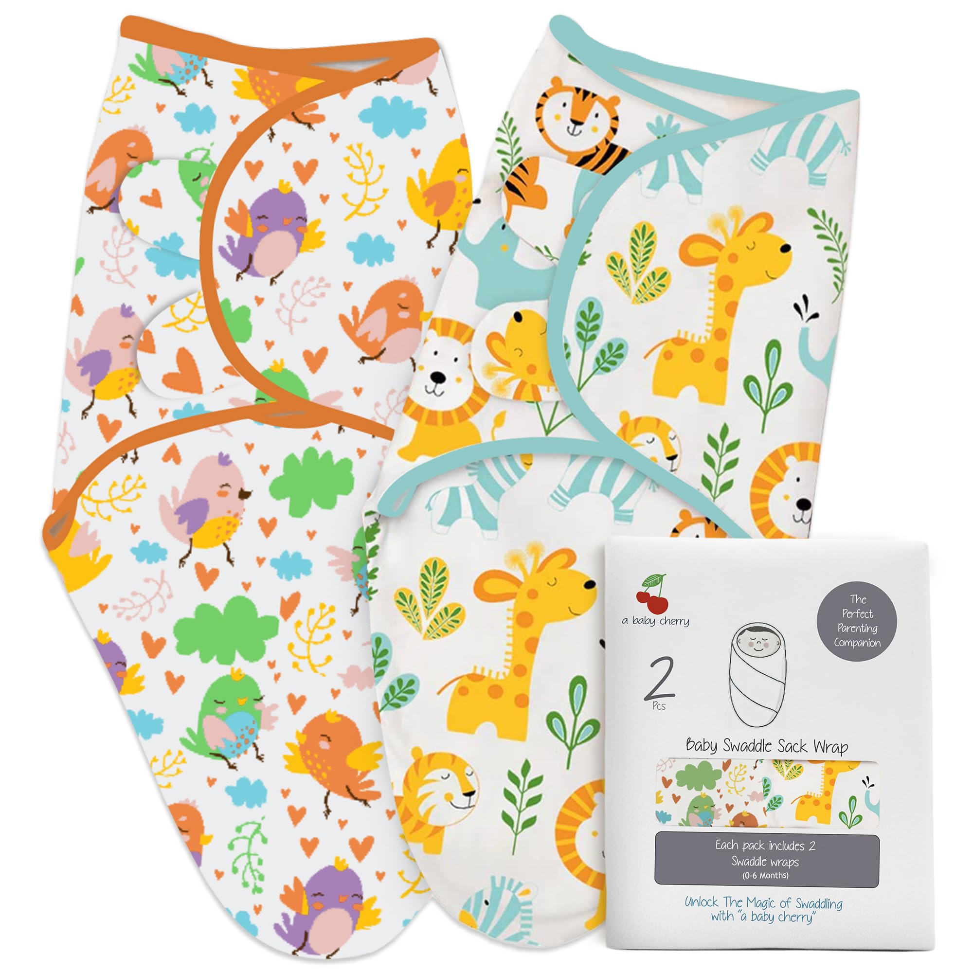 a baby cherry - Baby Swaddle Wrap for New Born || Adjustable Swaddle for New Born Baby || 100% Cotton Soft Baby Blanket for 0-6 Months - Pack of 2 (Multi-Color, 200 GSM)