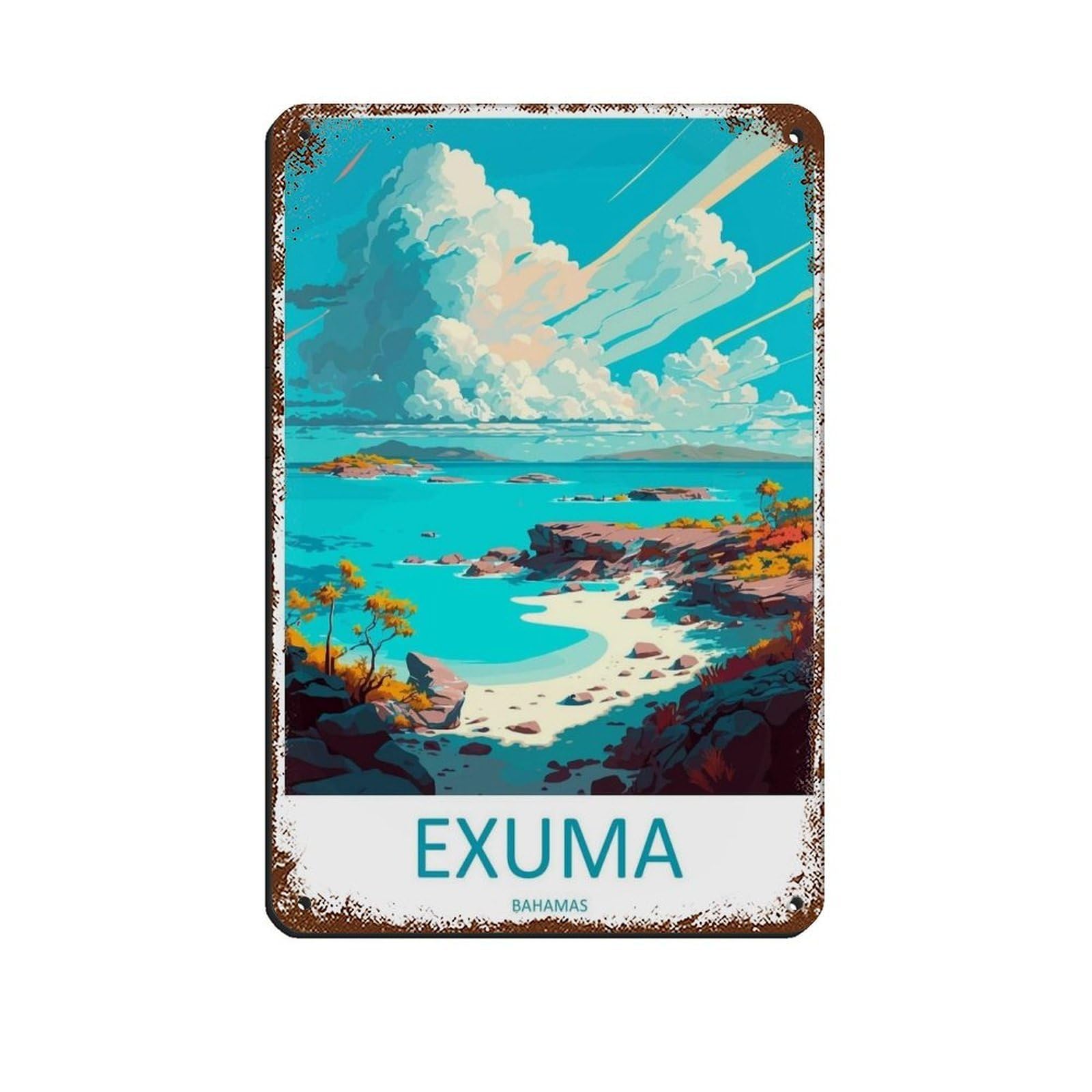 Exuma Travel Art Caribbean Travel (11) Tin Sign Vintage Metal Pub Club Cafe Bar Home Wall Art Decoration Poster Retro 8x12inch(20x30cm)