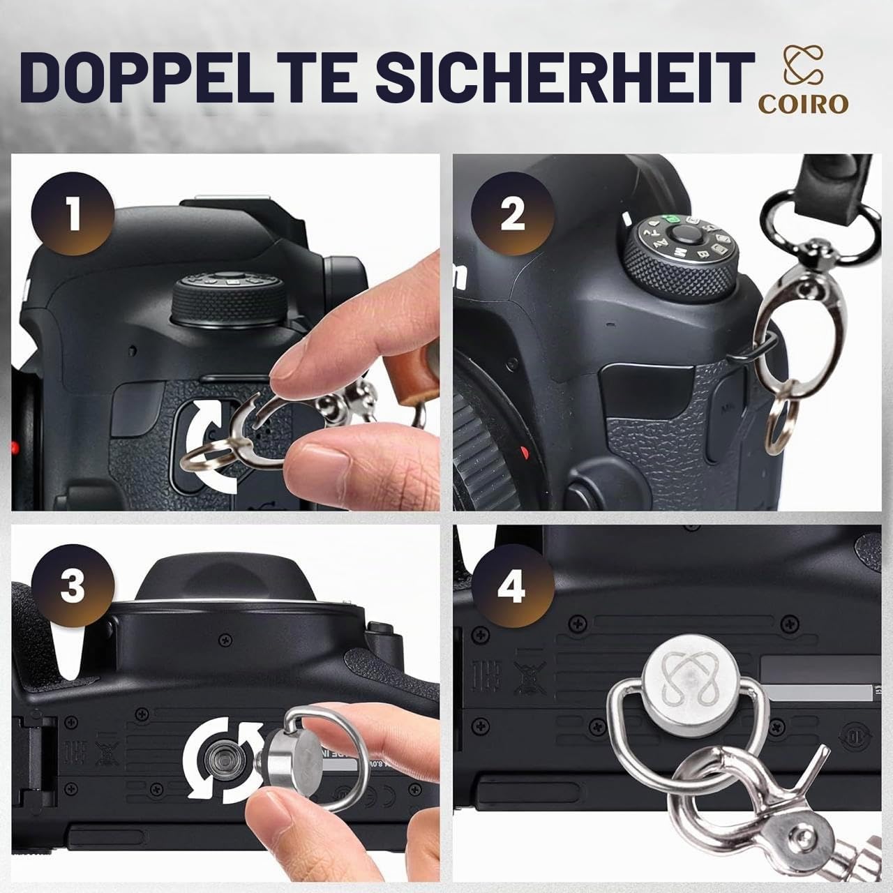C Coiro Dual-Kamera-Gurt für Fotografen, doppelt verstellbarer Ledergurt DSLR/SLR, Dual-Schultergurt