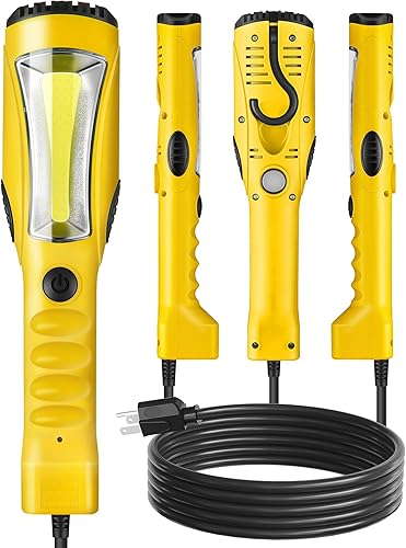 WILAWELS Luz de trabajo LED de 18 W, luz LED COB de 15 pies y 2000 lúmenes, luz de mano debajo del capó con cable SJTW calibre 16, gancho giratorio,