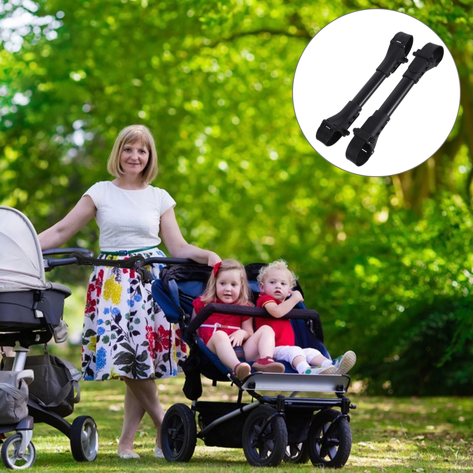 Connecteur pour Poussette Double 2 Pièces en Aluminium Noir Fixation Sécurisée pour Bébé Accessoire Pratique pour Attacher Deux Poussettes Ensemble Sorties en Extérieur