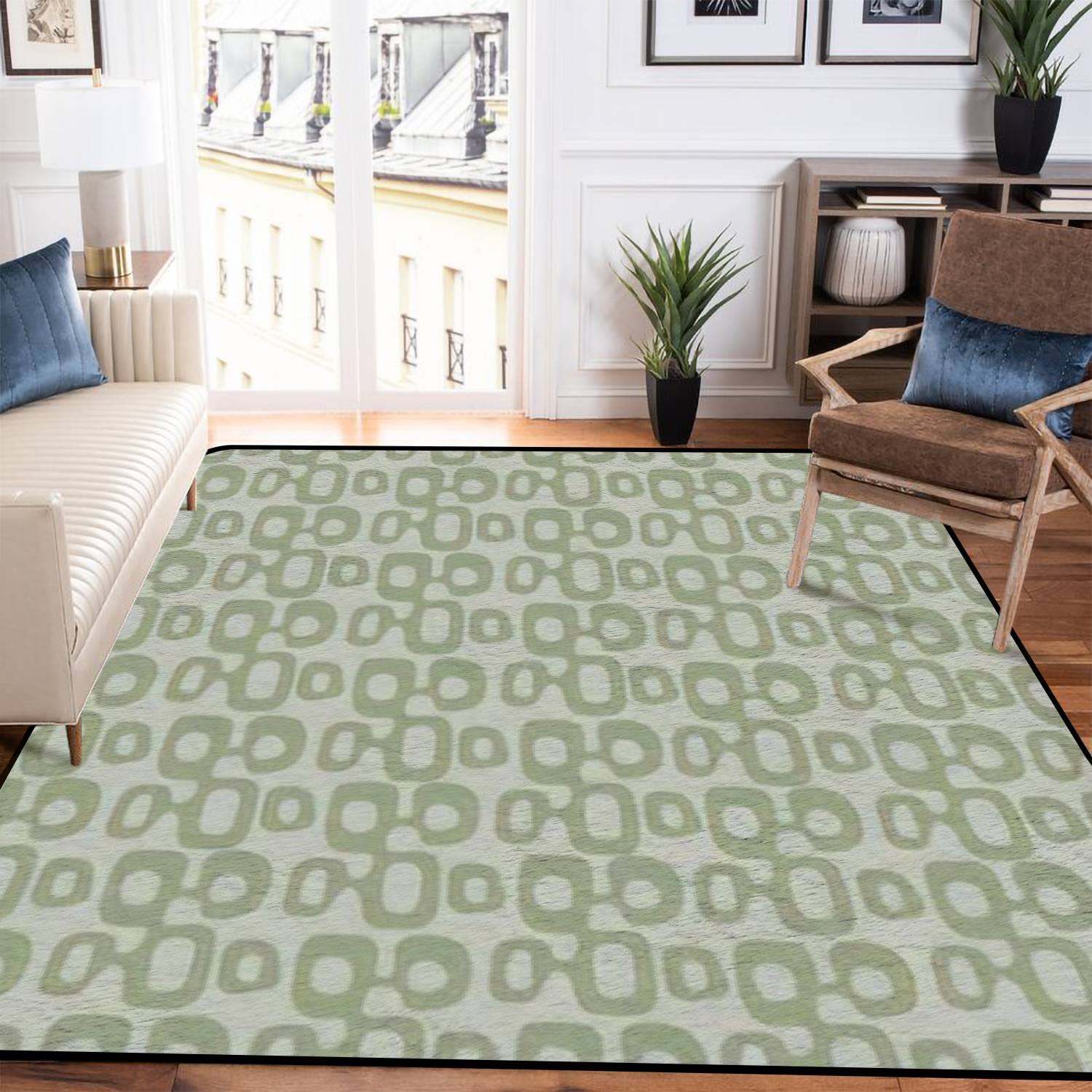 Alfombra Salón 60x90cm - Pelo Bajo, Antideslizante, Lavable A Máquina, Color Verde Menta, Ideal Para Dormitorio Y Comedor