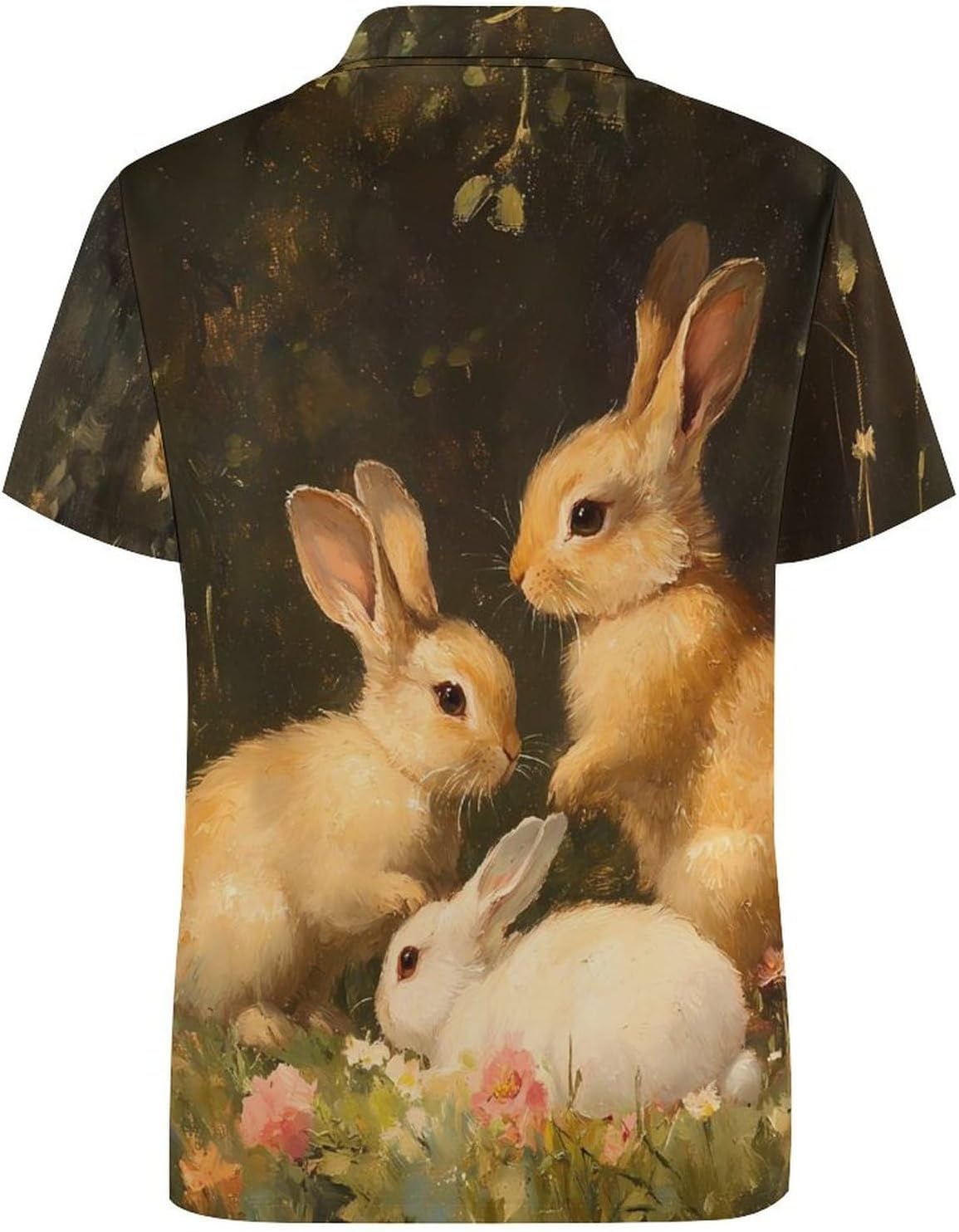 Forests Yellow White Rabbits Men's Polo Golf Shirts Collared T-Shirt | short sleeve,three button,quick dry,machine washable,summer tee top