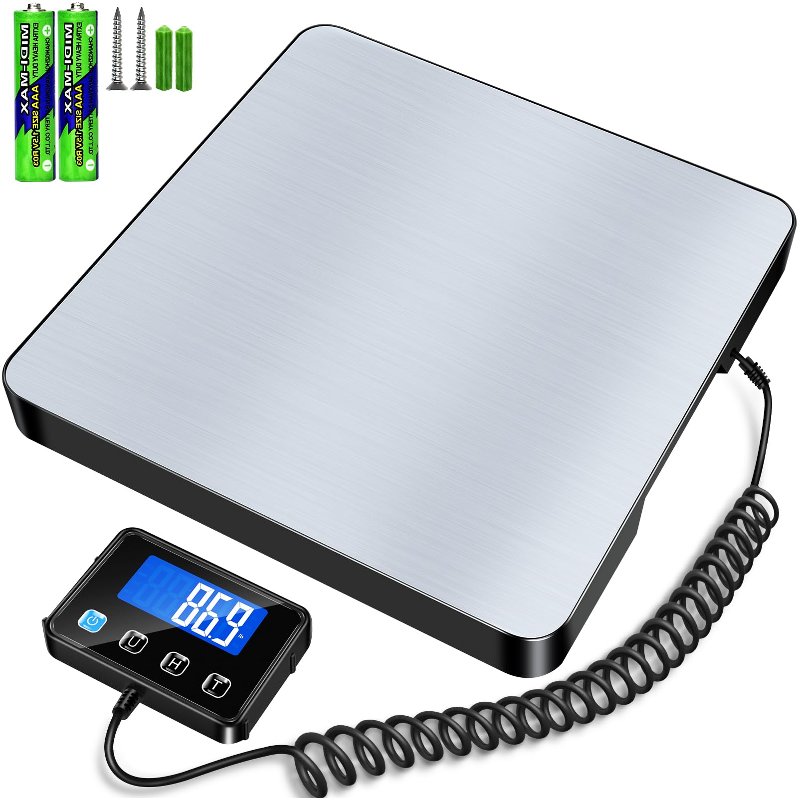 BRICH Balance à plateforme haute précision 200 kg/10 g avec fonction maintien/tare – Design robuste en acier inoxydable, écran LCD, 4 unités et montage mural – Balance numérique pour colis pour