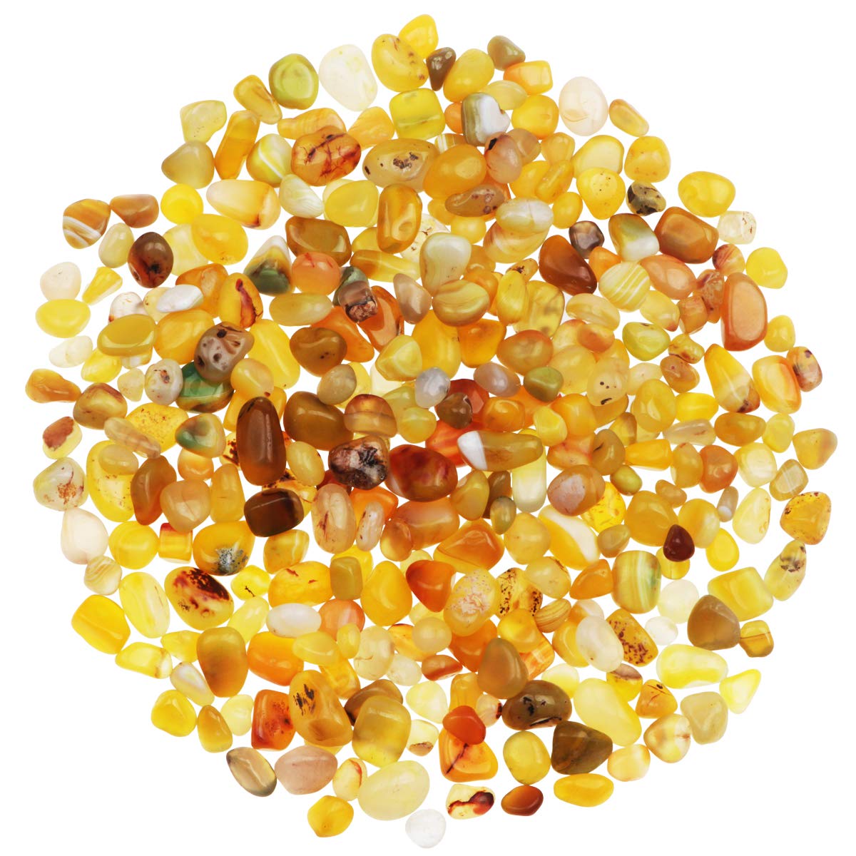 YIYA 0.68 lb Yellow Agate Stone Tumbled Stones Gemstone Natural Crystal Quartz for Home Decoration Vase Filler Swimming Pool Bottom Decoration (About 310g/Bag)