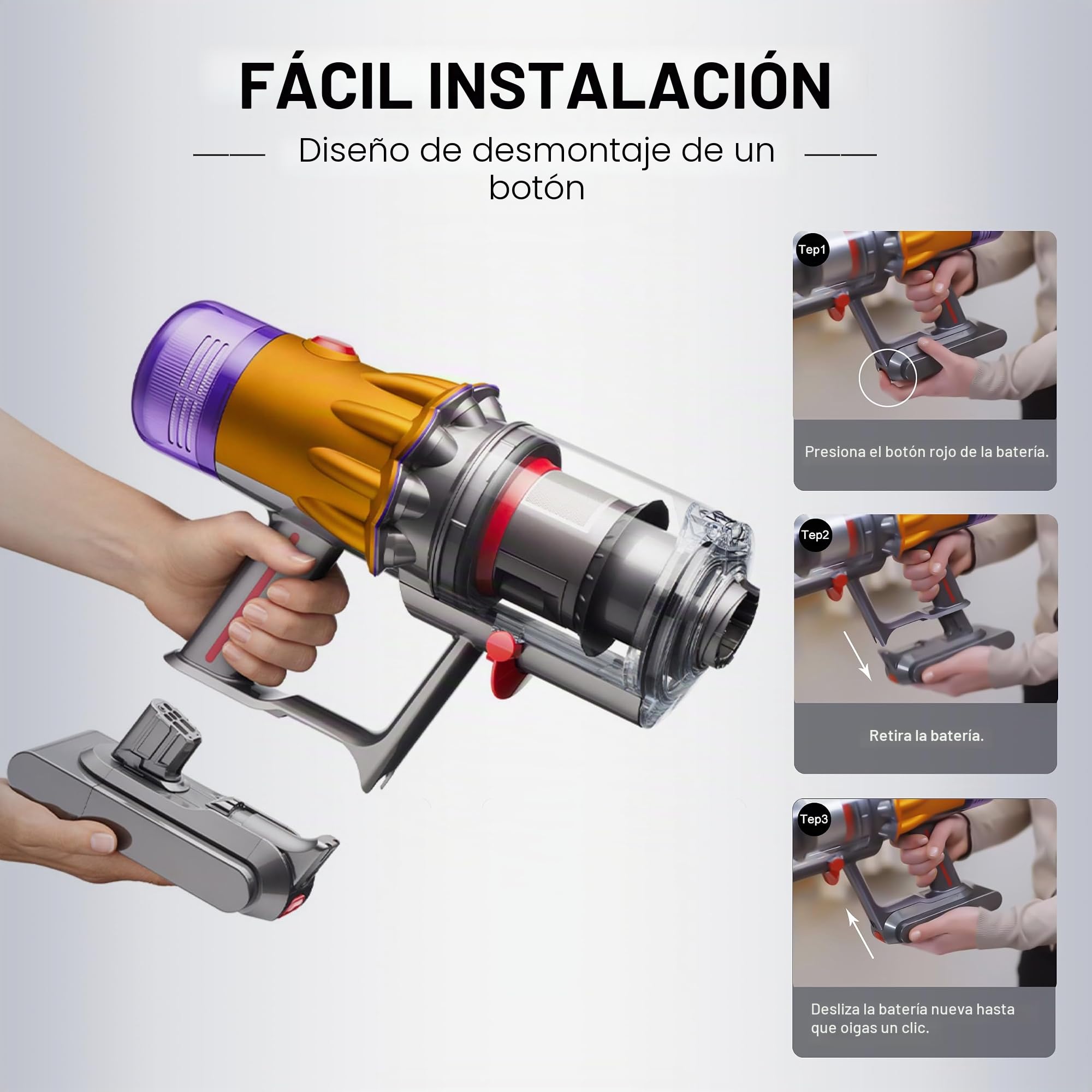 BLESYS V12 Batería para Dyson V12 Detect Slim/Fluffy/Absolute, Accesorio de batería para Aspiradora 965470-01 484607 (No para SV12 V10 V11)
