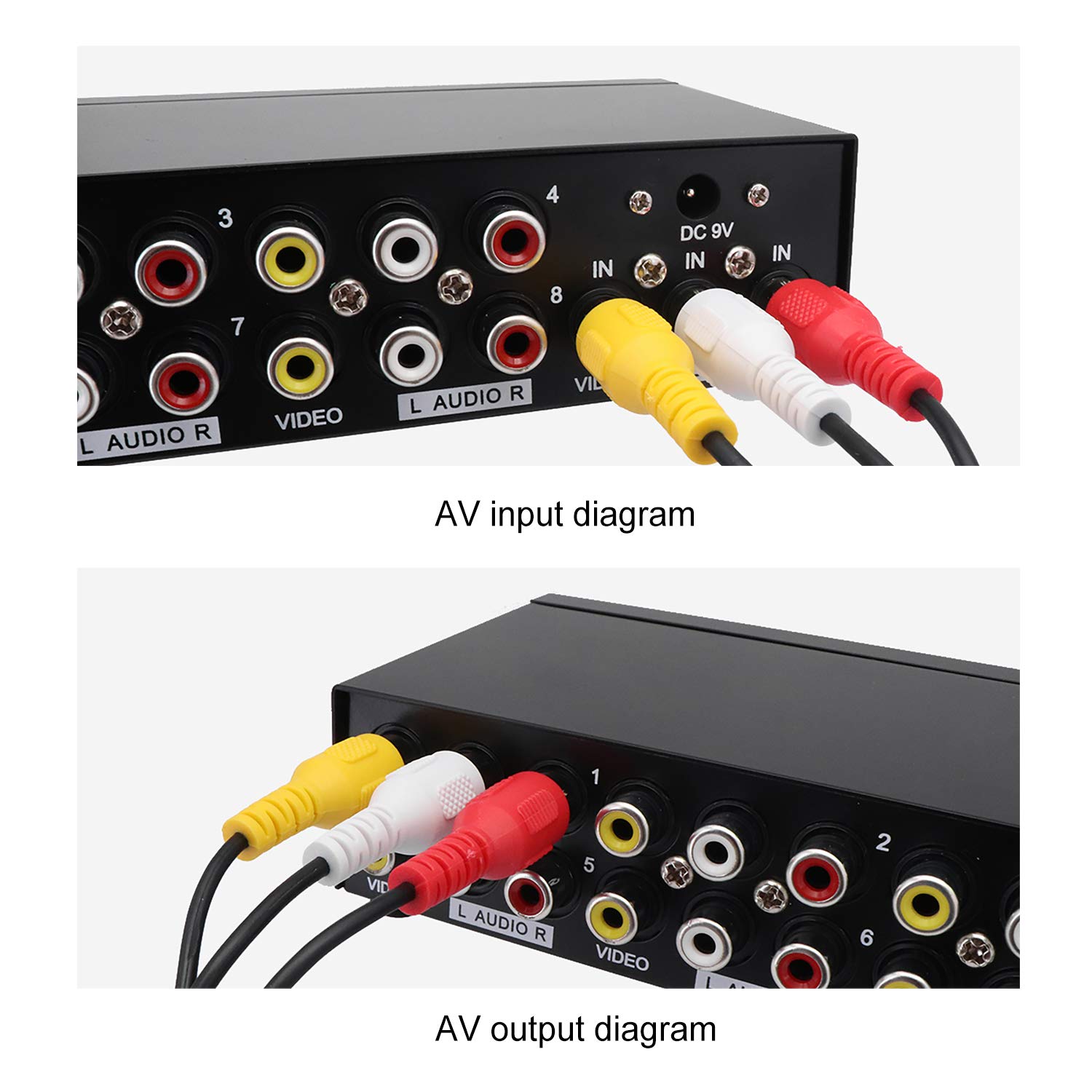 QiCheng & LYS 8 Ports Entrée 1 Sortie Vidéo Audio AV RCA
