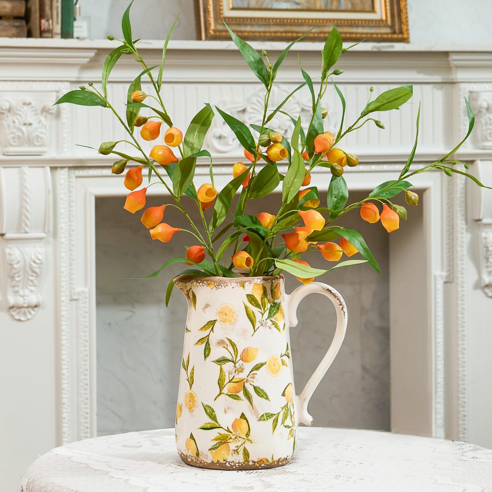 置物 remon Amazon.com: Vintage Lemon Ceramic Vase with Handle, Retro