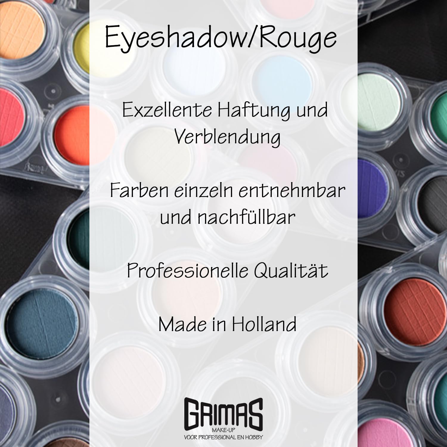GRIMAS Lidschatten/Rouge Palette RH, 12x2g professionelle Eyeshadow-Farben in warmen braun- bronze- und goldtönen, für Alltag und reifen Teint
