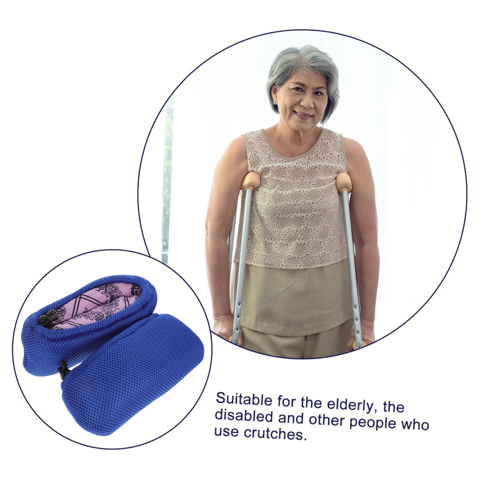 Almohadillas para Muletas Axilares 1 Par Algodón Esponja Azul