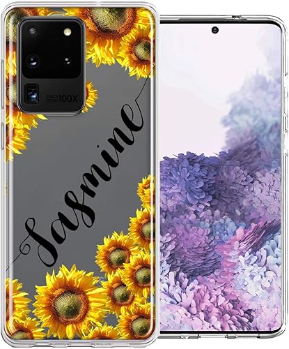 Miniatura 3 de MUNDAZE Funda con diseño de girasoles con nombre personalizado para Samsung Galaxy S20 Ultra, diseño de texto y escritura a mano