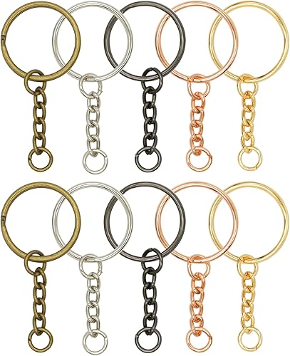 Miniatura 5 de 100 llaveros divididos, llavero de metal dividido con anillo de salto abierto y soporte plano para llaves de manualidades