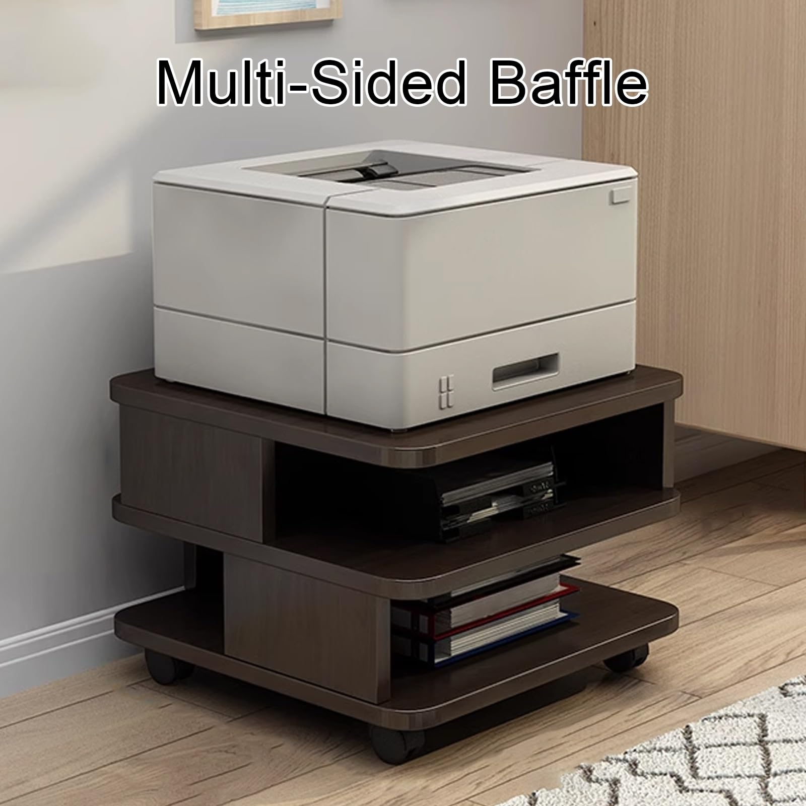 Supporto da Scrivania per Stampante a 2 Livelli Altezza 30cm Mobilettos Salvaspazio Mobilettos con Ruote Carrello Porta Stampante per Ufficio Casa(White,40 * 40 * 30cm)